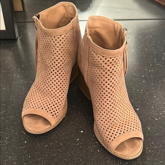 Qupid Tan Peep-Toe Ankle Booties - Picture 9 of 10